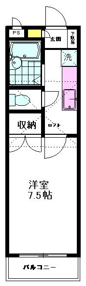 ピークハイム和光G(1K/2階)の間取り写真