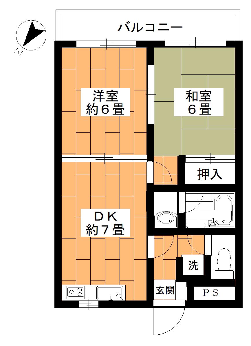 ドルチェ・柊(2DK/3階)の間取り写真