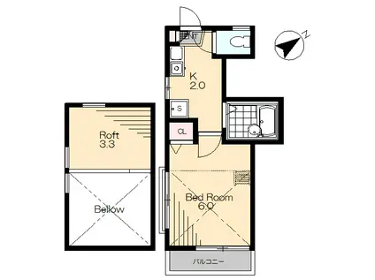 ビュータマガワ(1K/2階)の間取り写真