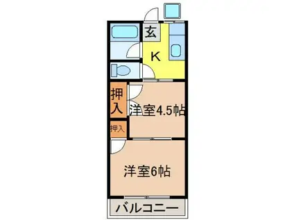 シティハイムナガドオリ(2K/1階)の間取り写真