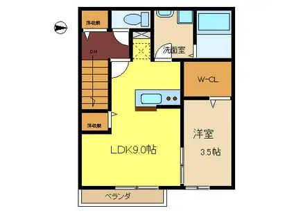 ガーデンハイツ(1LDK/2階)の間取り写真
