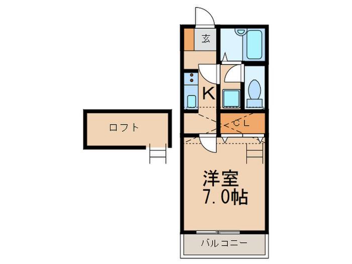 ヴェルディ坪見A棟(1K/2階)の間取り写真