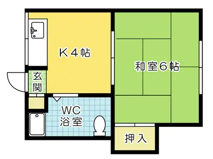 いのうえハイツ(1K/2階)の間取り写真