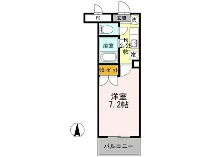 スカイハイム花園(1K/2階)の間取り写真