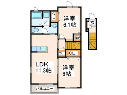 サンワード(2LDK/2階)の間取り写真