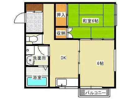 吉野屋コーポ(2DK/1階)の間取り写真