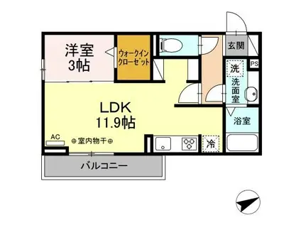 サニースペース(1LDK/3階)の間取り写真