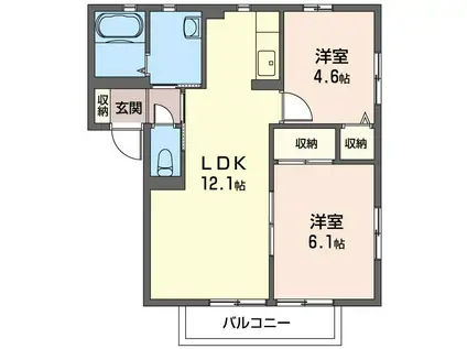 MAKANI(2LDK/1階)の間取り写真
