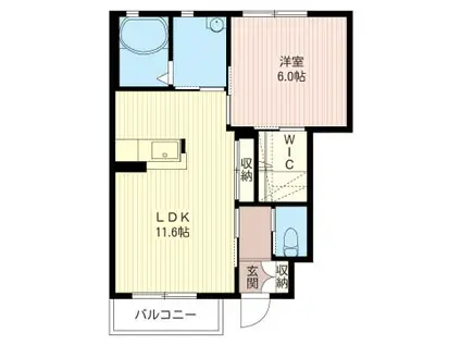 シエルビスタIII(1LDK/1階)の間取り写真