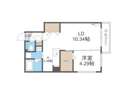 ELSA琴似(1LDK/4階)の間取り写真