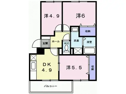 コスタ・サンジョワールI(3DK/2階)の間取り写真