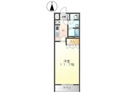 エルシオンI(1K/1階)の間取り写真