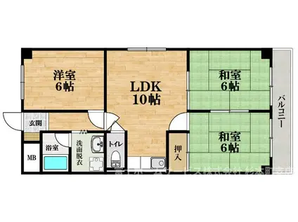 杉本マルミマンション(3LDK/2階)の間取り写真
