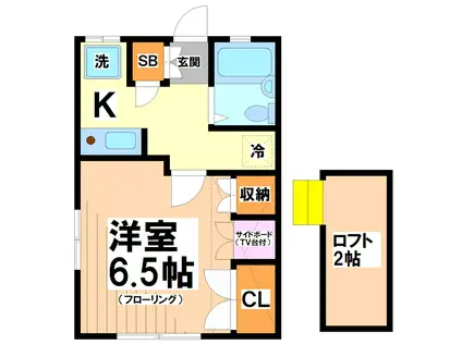 サンハイツI(1K/1階)の間取り写真
