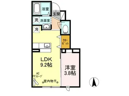 D-ROOM浜田(1LDK/1階)の間取り写真