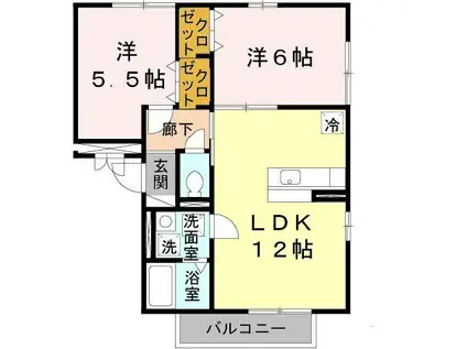 グリーンフロート紫金(2LDK/1階)の間取り写真