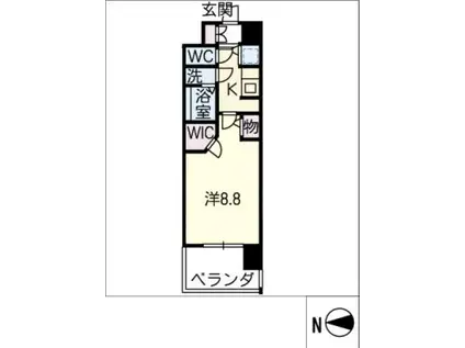 LA DOUCEUR志賀本通II(1K/13階)の間取り写真