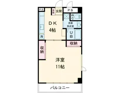 ハピネス三宿(1DK/3階)の間取り写真