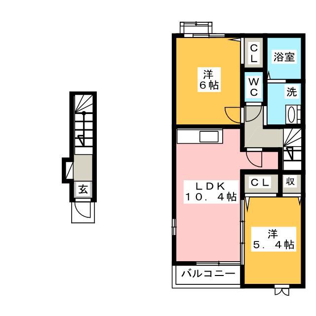フィデール・エオス(2LDK/2階)の間取り写真