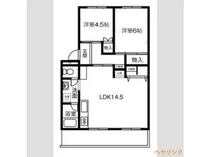 名鉄旭前ハイツ D棟(2LDK/5階)の間取り写真