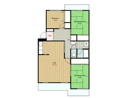 森の里くすのき台団地 1号棟(3LDK/4階)の間取り写真