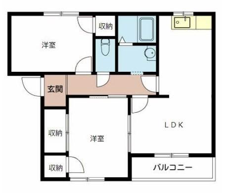 パストラル田寺東(2LDK/1階)の間取り写真