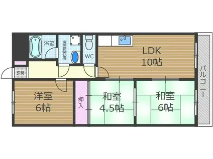 バーンフリート赤大路A棟(3LDK/2階)の間取り写真