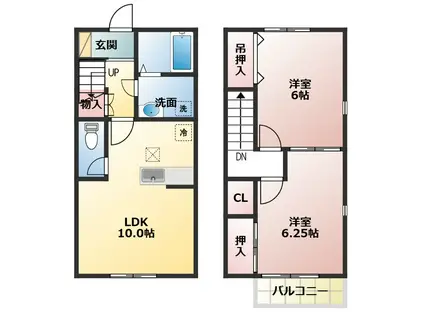フェニックスウィンA(2LDK/1階)の間取り写真