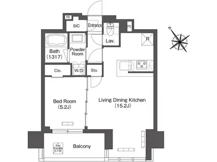 コンフォリア芝浦MOKU(1LDK/8階)の間取り写真