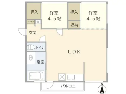 ニュー柏コーポラス(2LDK/3階)の間取り写真