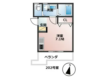 アパートメントインカルシ(ワンルーム/2階)の間取り写真