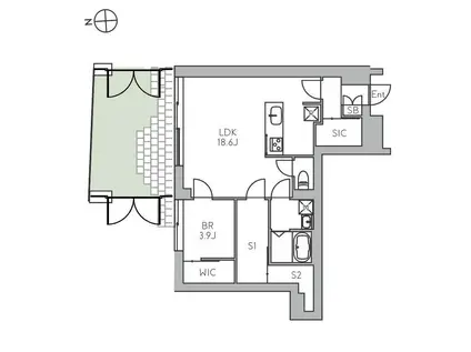 THE GRANDUO CHITOFUNA(1SLDK/1階)の間取り写真