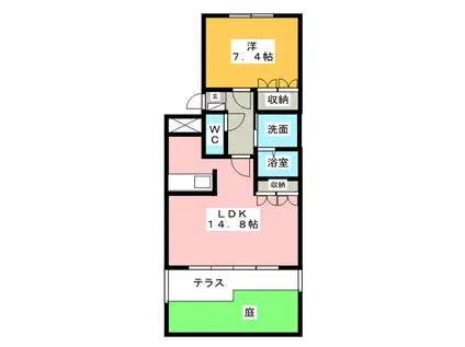 PERSIMMON(1LDK/1階)の間取り写真