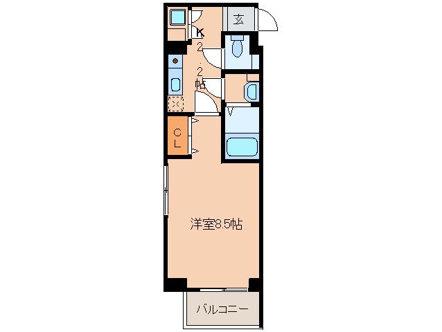 CASTLE伊都(1K/4階)の間取り写真
