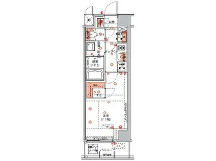 ハーモニーレジデンス東京イーストコア005(1K/9階)の間取り写真