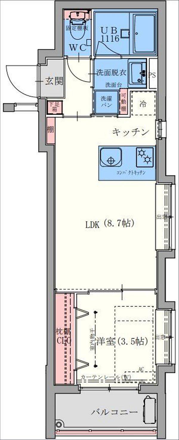 鹿児島市電谷山線 上塩屋駅 徒歩2分 4階建 築1年(1LDK/2階)の間取り写真