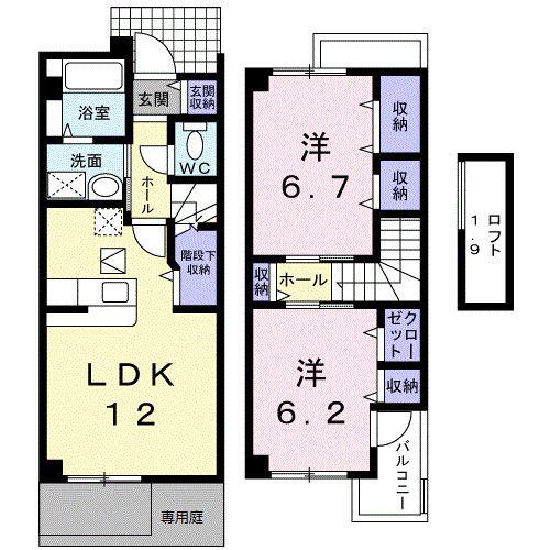 ソル・レヴェンテ(2LDK/1階)の間取り写真
