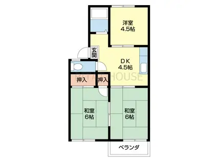 プレジール浜ノ宮(3DK/2階)の間取り写真