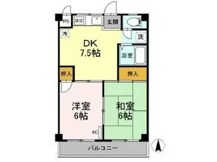 えきまえマンション(2DK/3階)の間取り写真