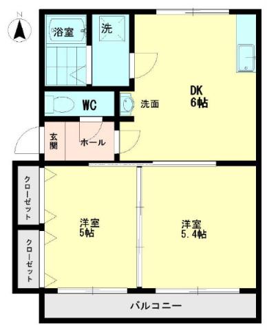 メゾングロワール(2DK/1階)の間取り写真