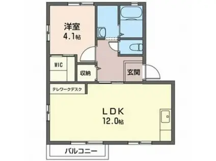 ビューテラス D(1LDK/2階)の間取り写真
