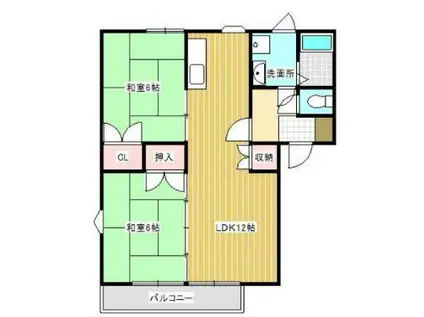 上津コーポC(2LDK/1階)の間取り写真