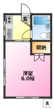 第2ウイングハイツ(1K/1階)の間取り写真