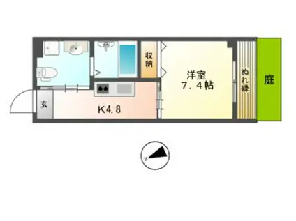 セレーノはびきの(1K/1階)の間取り写真