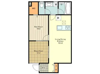 エコリビングステージ上北台北棟(1LDK/1階)の間取り写真