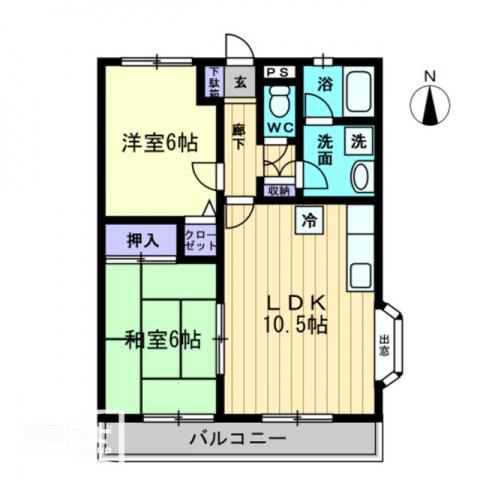 グレースハタオカ(2LDK/3階)の間取り写真