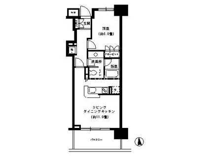 KDXレジデンス芝公園(1LDK/2階)の間取り写真