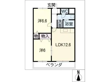サンアベニュー大清水(2LDK/3階)の間取り写真
