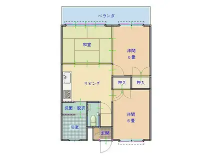 知念マンション(3DK/1階)の間取り写真