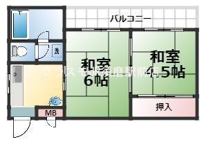 ケントハウス(2K/1階)の間取り写真